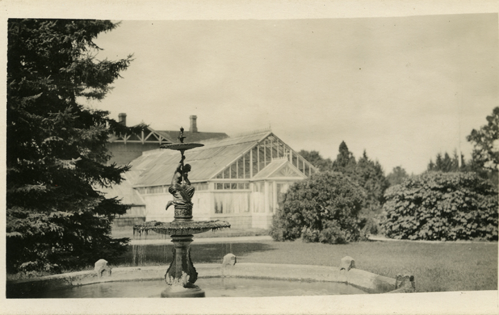 Fountain near greenhouse, 1883