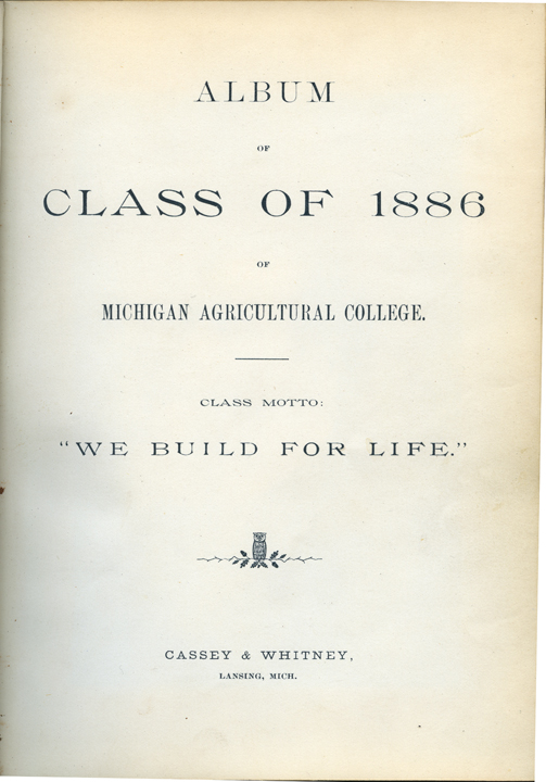 Class Album Title Page, 1886