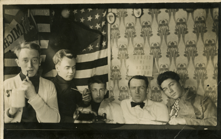 Students smoking pipes, date unknown