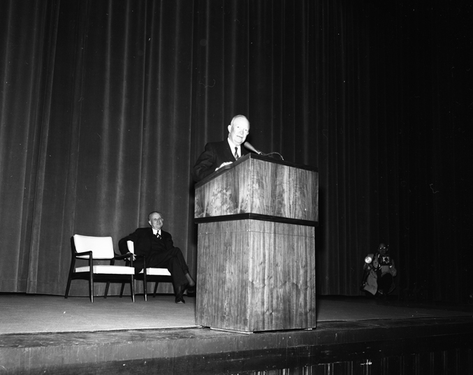 Dwight Eisenhower delivering a speech, 1961