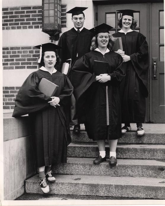 Seniors await the Senior Swing Out, 1945
