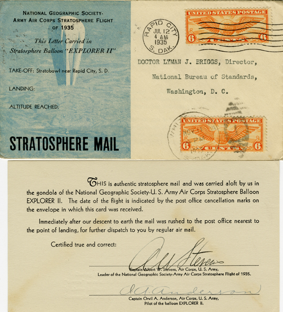 Letter Carried in Stratosphere Balloon "Explorer II"