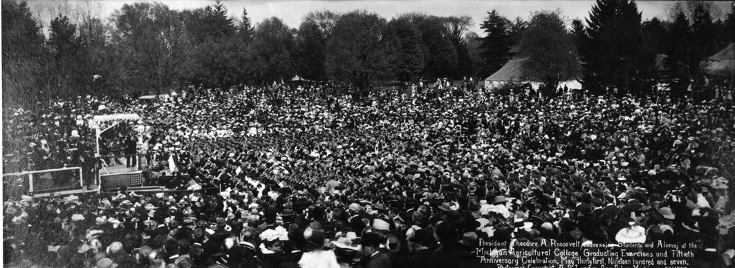 Theodore Roosevelt Speaking at Commencement, 1907