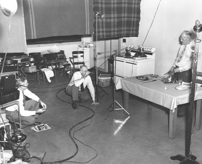 Behind the scenes of WKAR cooking show, 1950
