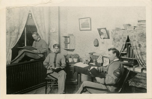 Three Male Students Reading in a Dorm room, 1898