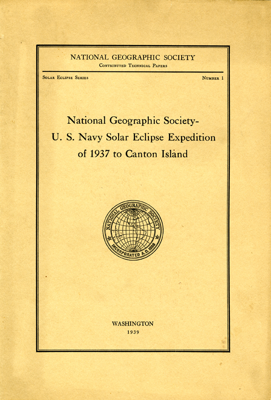 National Geographic Society U.S. Navy Solar Eclipse Expedition Cover
