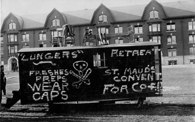 Freshmen vs. sophomore postcard, 1909