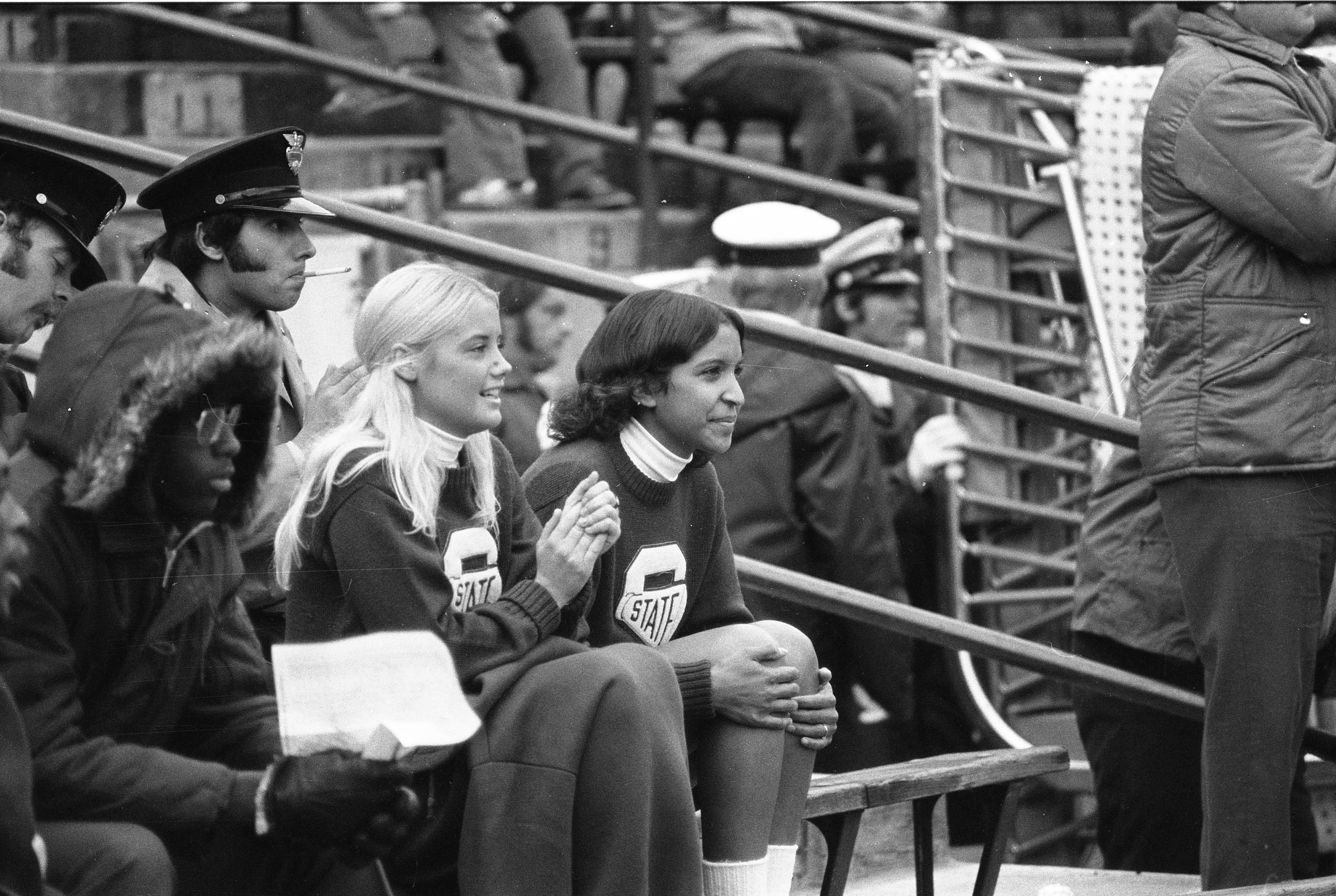 Cheerleaders at MSU vs. Purdue game, 1972