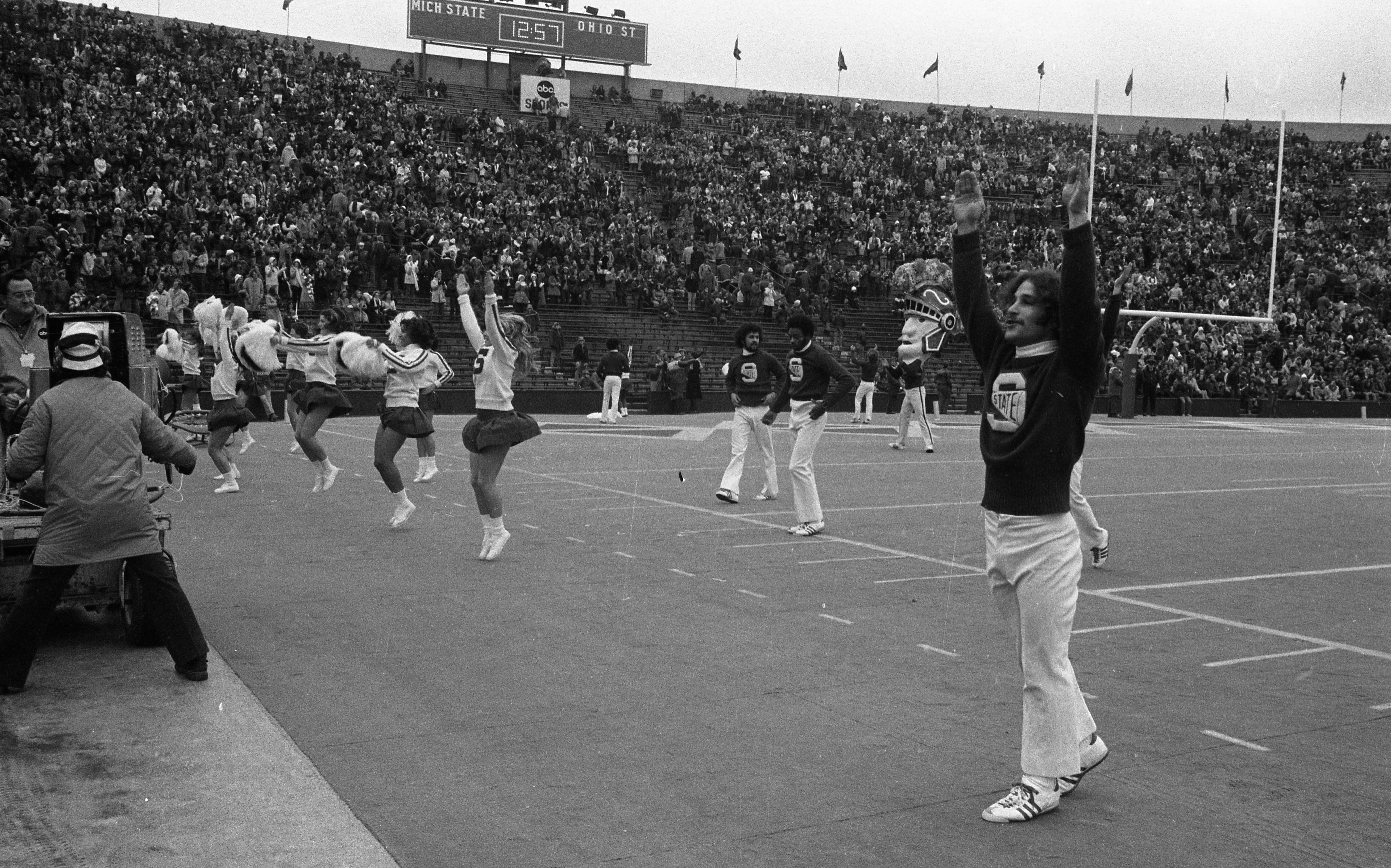 Cheerleaders at the MSU vs Ohio State game, 1972