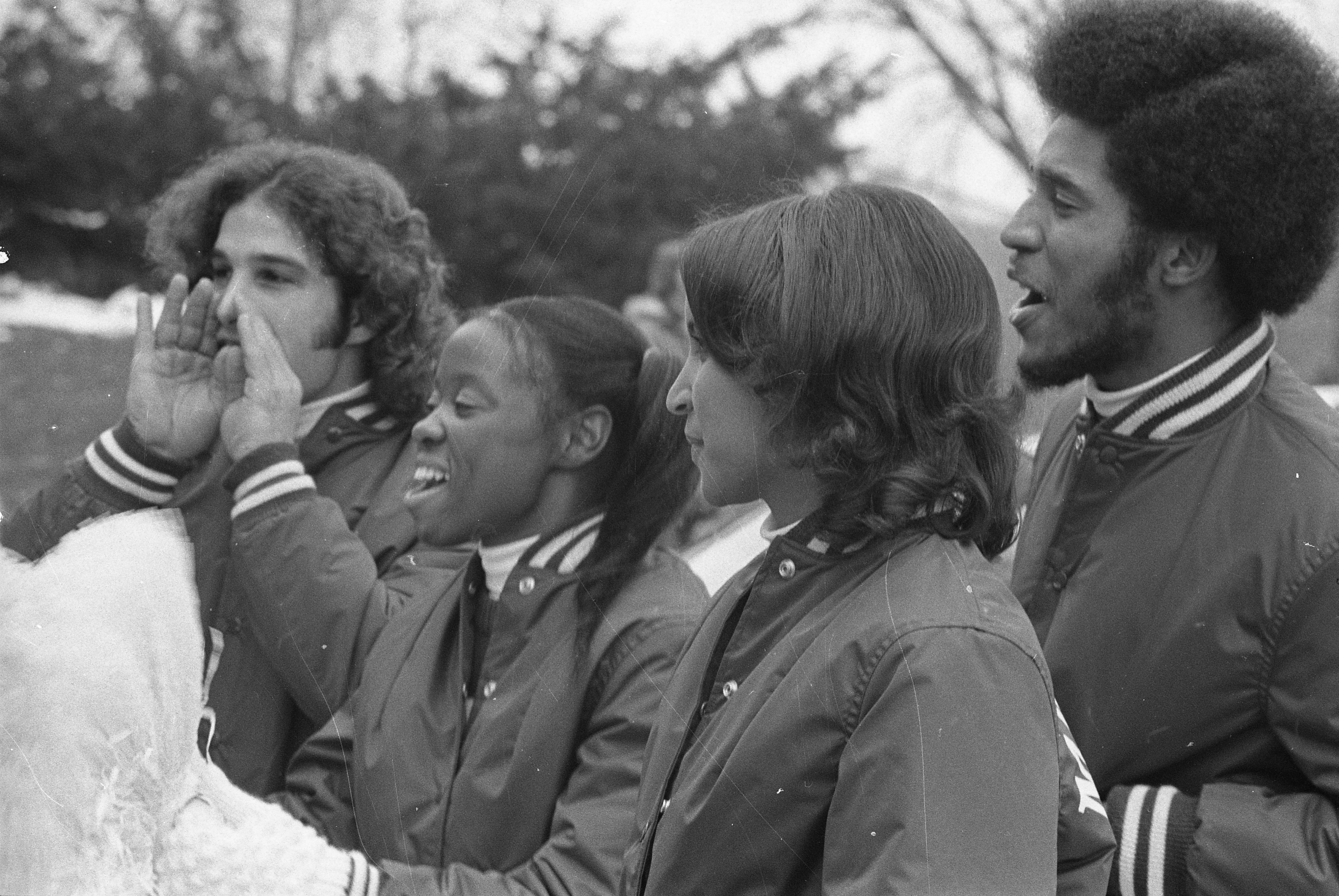 Cheerleaders at the MSU vs Northwestern football game, 1972