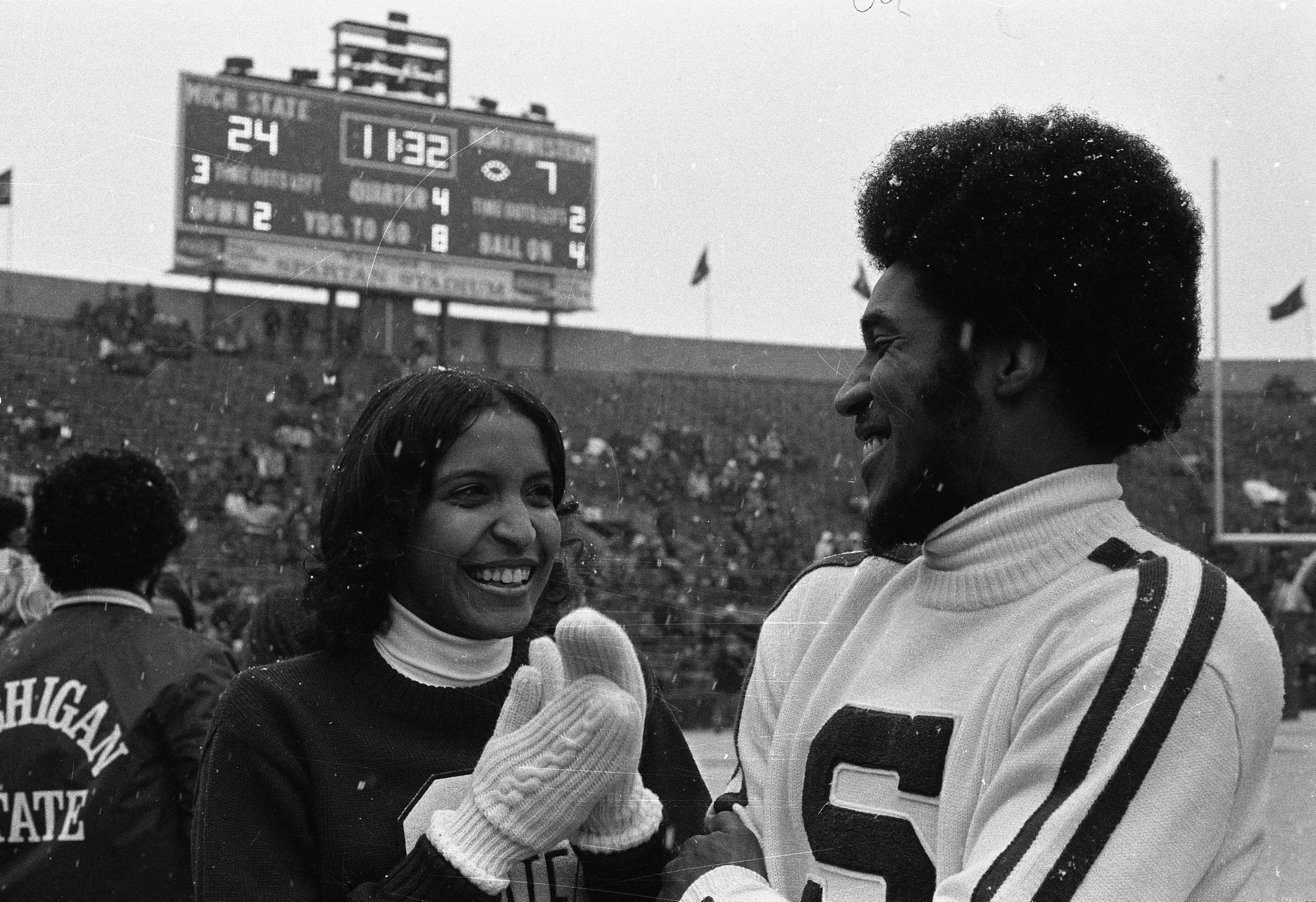 Cheerleaders at the MSU vs Northwestern football game, 1972
