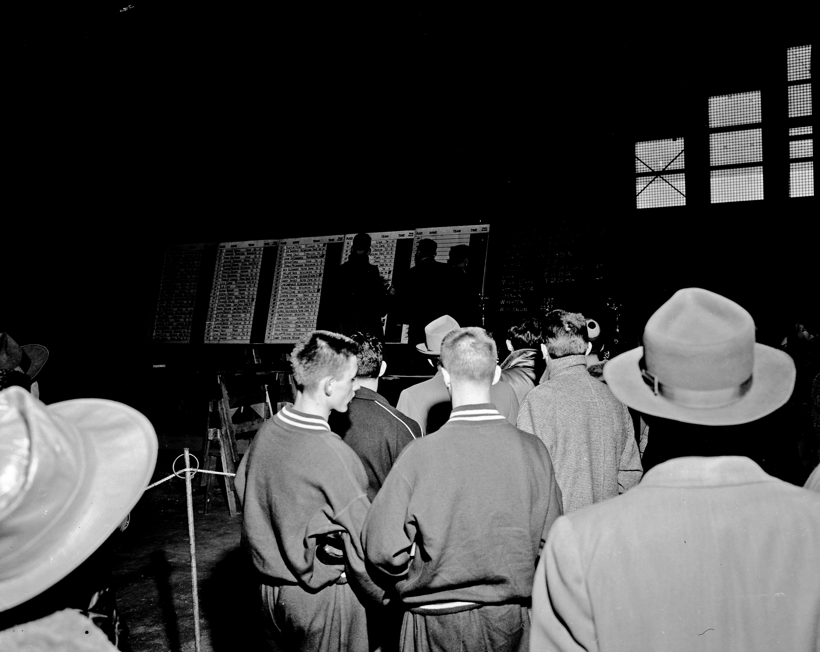 Cross Country NCAA Championship score board, 1952