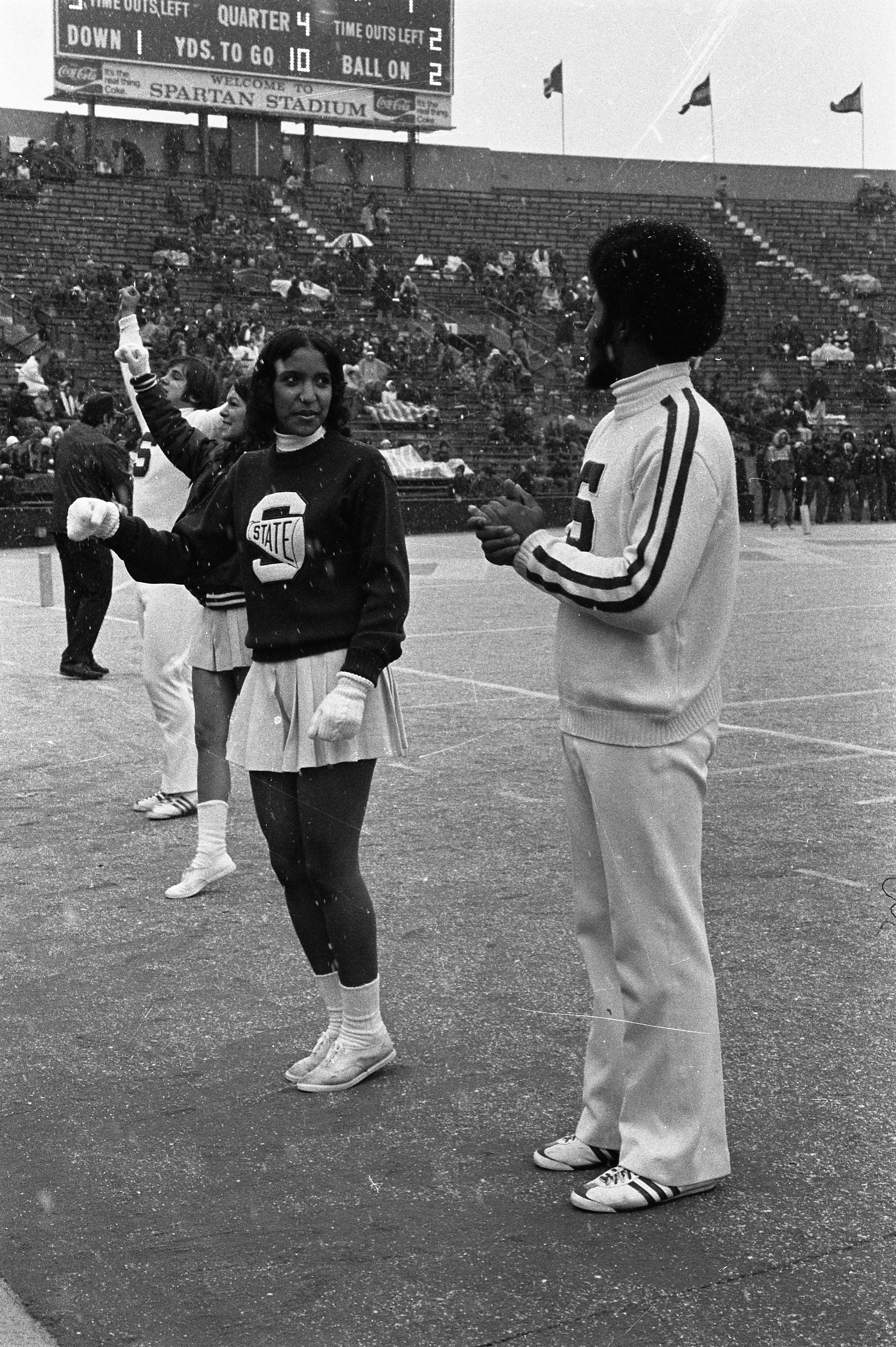 Cheerleaders at the MSU vs Northwestern football game, 1972