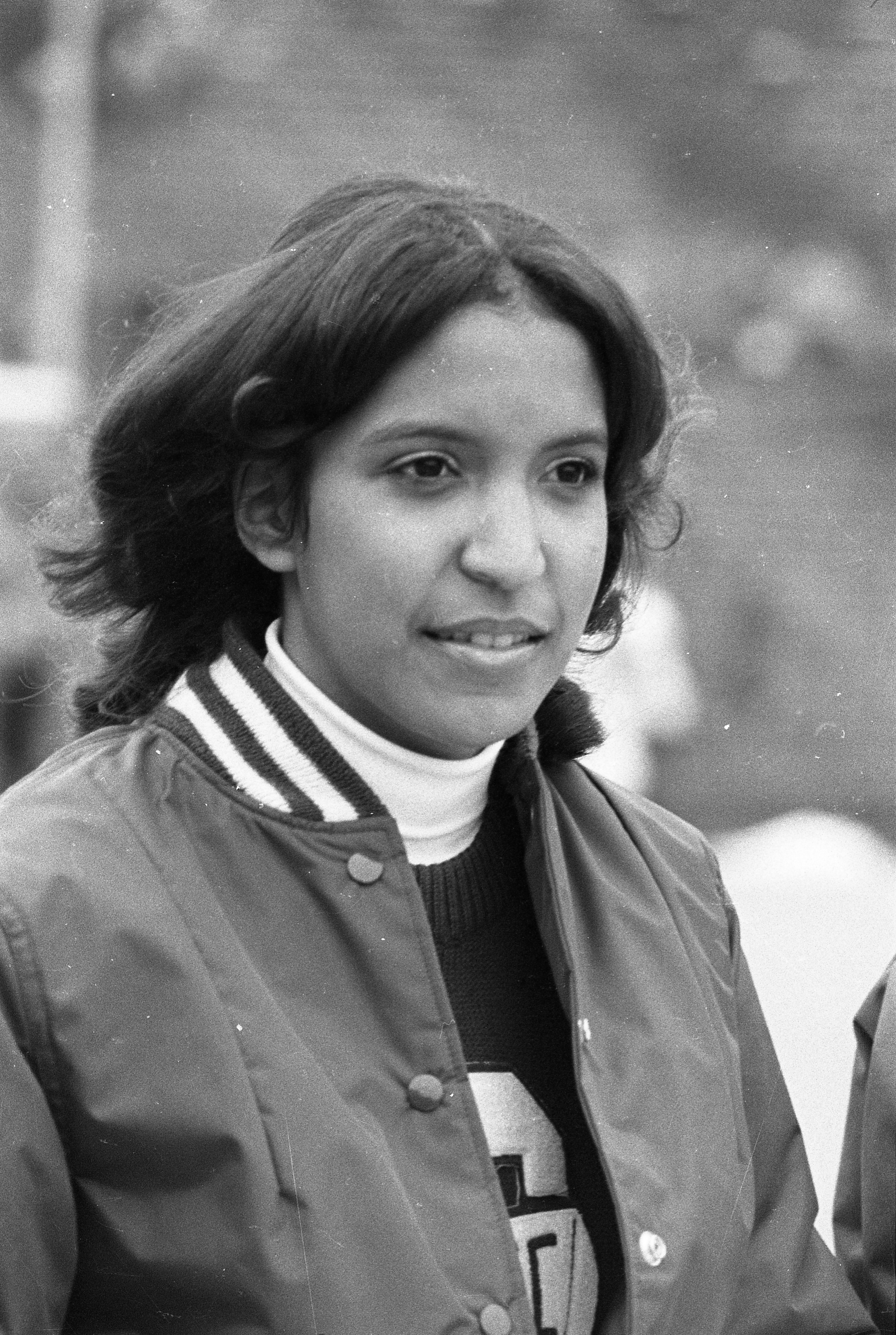 A cheerleader at the MSU vs Northwestern football game, 1972