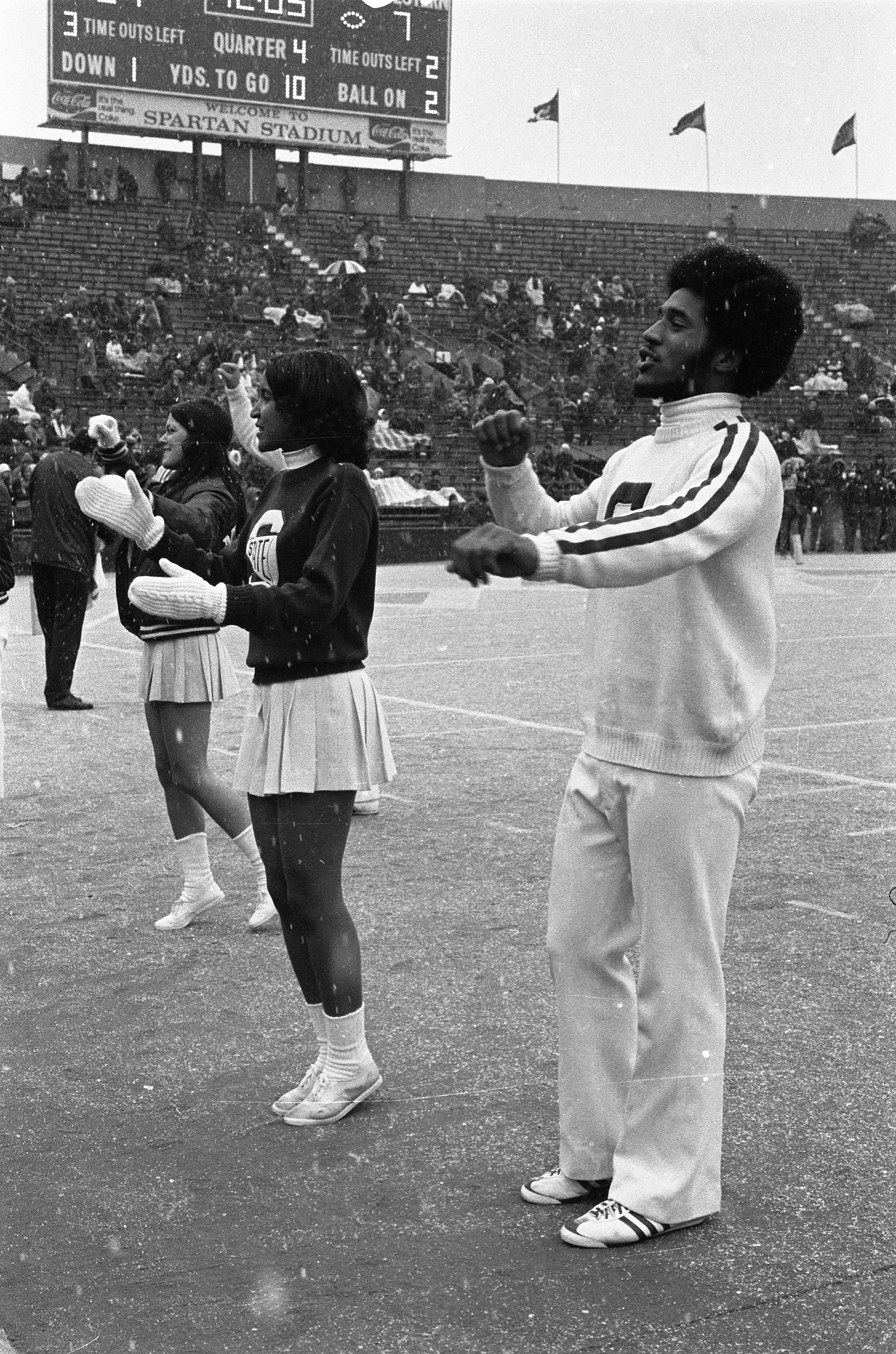 Cheerleaders at the MSU vs Northwestern football game, 1972