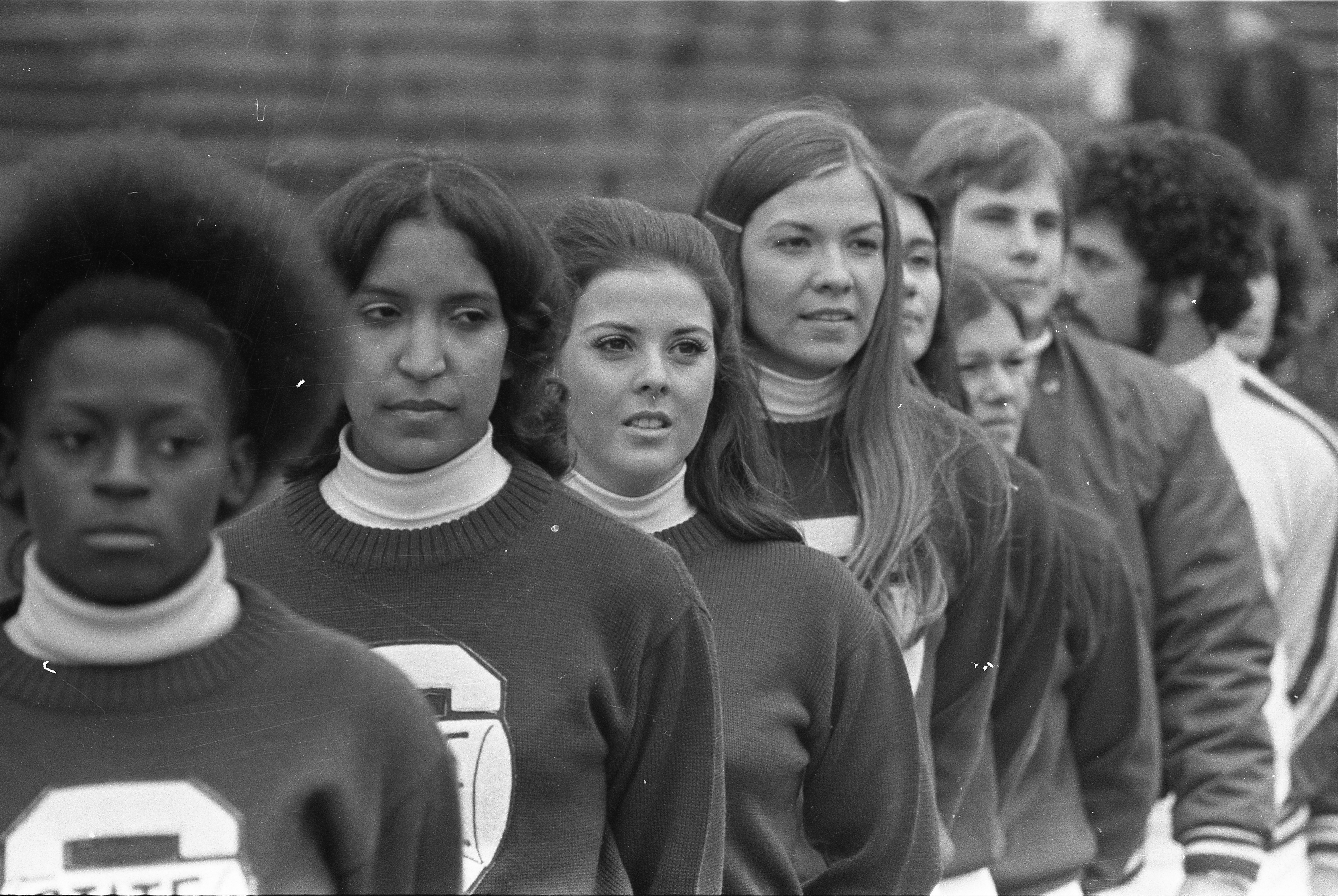 Cheerleaders at the MSU vs Northwestern football game, 1972