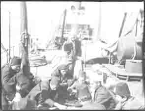 Group of men on a ship (Frank M. Benton papers), circa 1880s