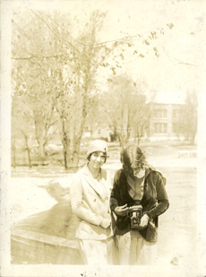 Two women on campus, taken by Onn Mann Liang, circa 1925