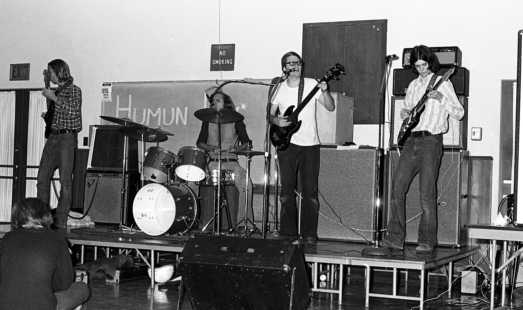 Band at Brody mixer in multipurpose room, 1973