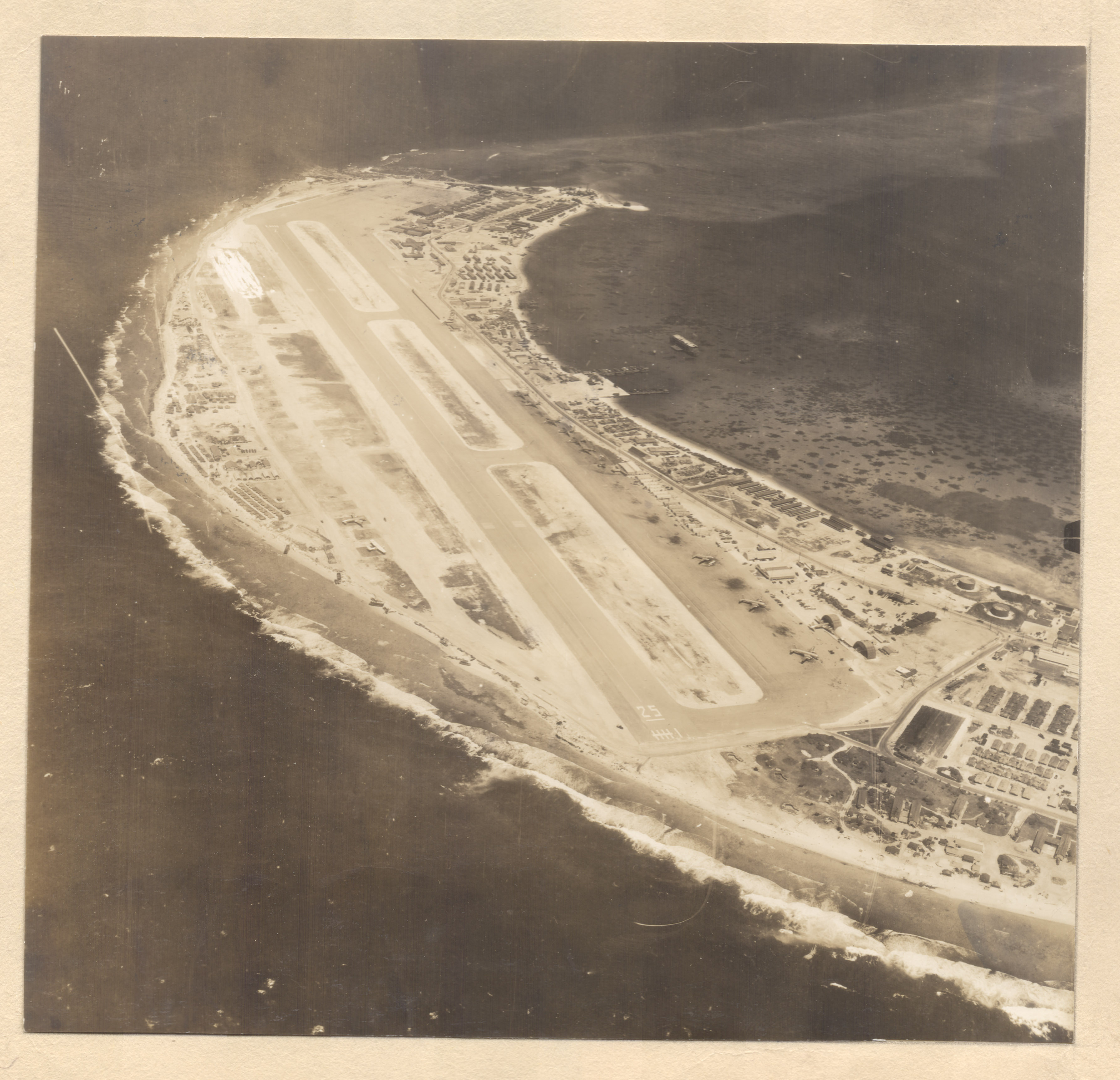 Aerial view of Kwajalein base, 1945-1946
