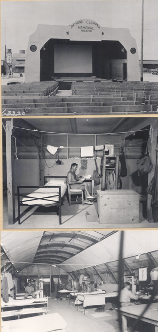 Kwajalein base - Living Quarters and Theater, circa 1945