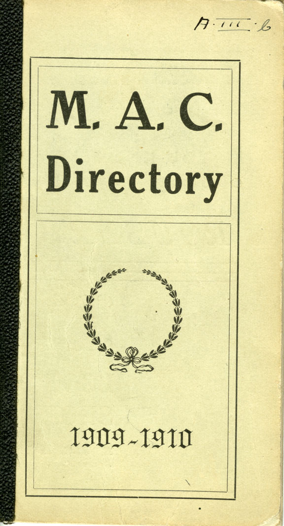 1909-1910 Michigan Agricultural College Faculty and Student Directory