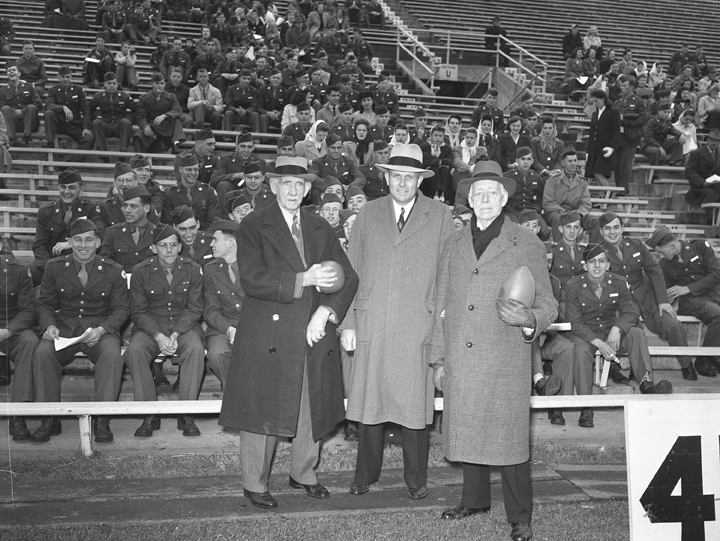 John Hannah and two of the original 1884 football team members, October 1943