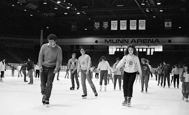 Students Ice Skating at Munn Arena