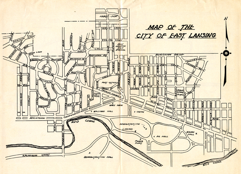East Lansing map, circa 1946