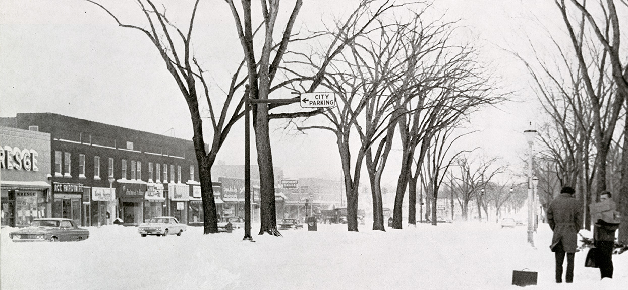 View of Grand River in winter 1965