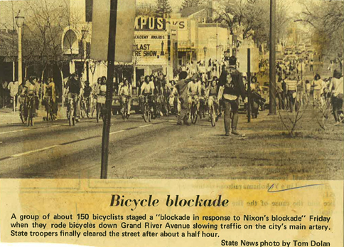 Bicycle Blockade on Grand River Avenue, 1972
