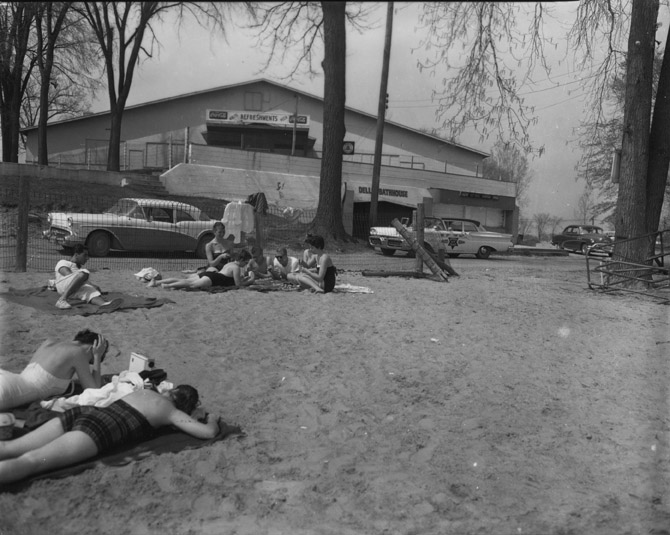 Relaxing at the Dells Bathhouse, undated