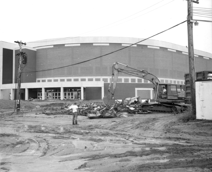 Demolition of the last quonset hut, 1989