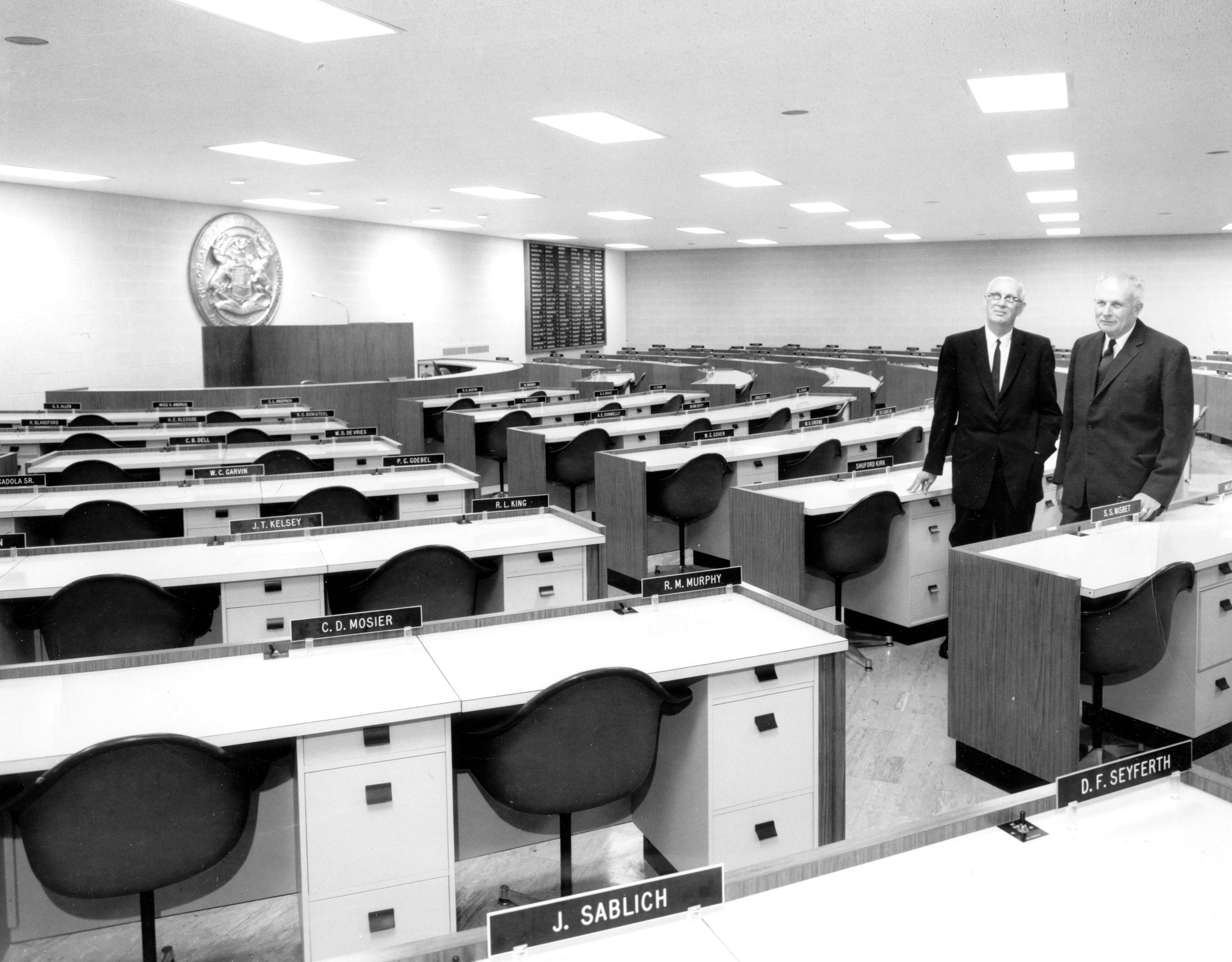 Stephen S. Nisbet and John A. Hannah in the Con Con Room, 1964