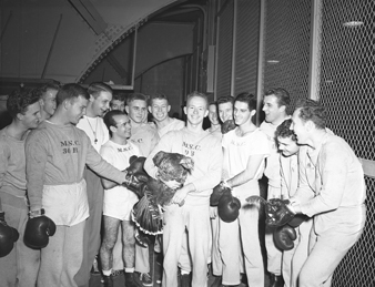 Boxers Holding a Turkey, 1947