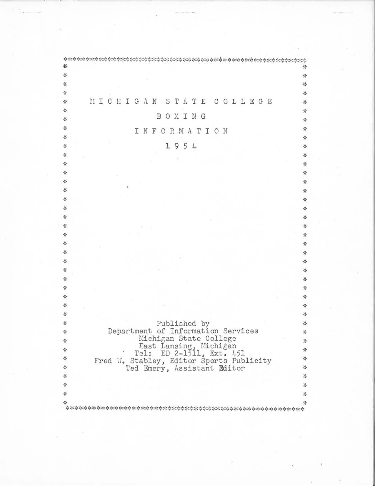 MSC Boxing Information, 1954