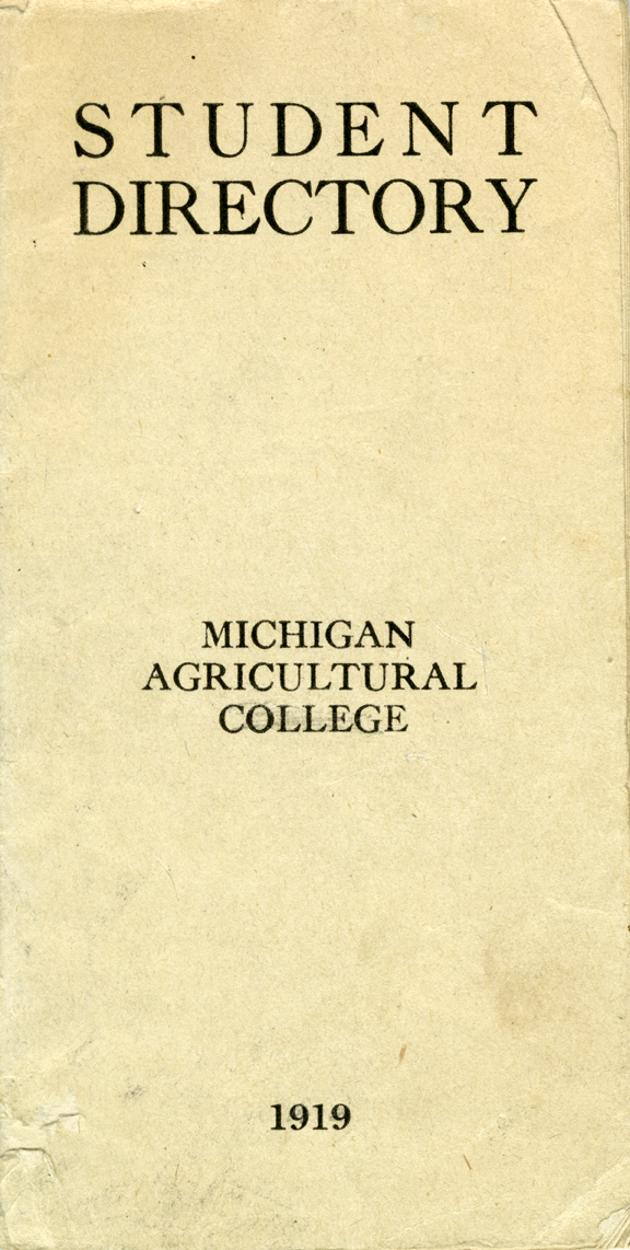 1919 Michigan Agricultural College Student Directory