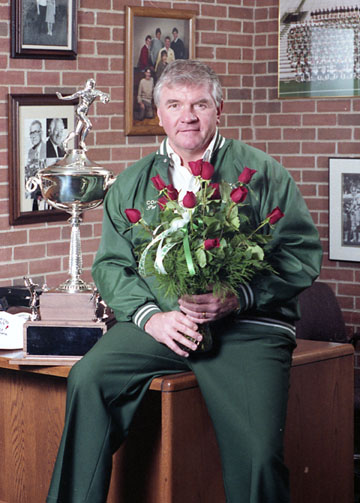 Coach George Perles with Big Ten Trophy, 1987