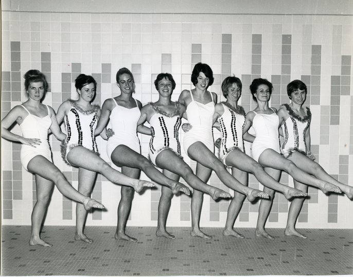 Eight women in a chorus line