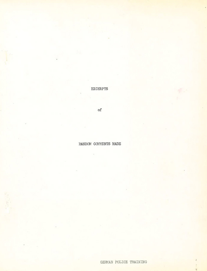 Excerpts of Random Comments Made, 1950
