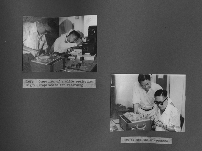 Operating slide projections and sound adjusting